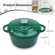 Hawsaiy Enameled Dutch Oven Pot with Lid, Cast Iron, Dual Handles for Bread Baking, Cooking, Non-Stick Enamel Coating