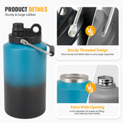 Insulated Gallon Jug with Handle, One Gallon, 128oz Stainless Steel, Large Double Vacuum Water Bottle for Hot & Cold Drinks, Wide Mouth, Sweat Proof, Great for Travel, Camping