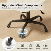 Hawsaiy Armless Office Chair with Rubber Wheels, PU Leather Desk Chair, Mid Back Adjustable Swivel Computer Chair, Small Space Vanity Task Chair