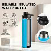 Hawsaiy 24 oz Insulated Stainless Steel Water Bottle with Handle, Leak-Proof Lid & Wide Mouth, Double Wall Vacuum, BPA Free, Keeps Cold & Hot