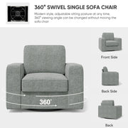 Hawsaiy Swivel Accent Chair, Cozy Linen Reading Chair for Adults, Comfy Single Sofa Chair with Extra Wide Armrests, Mid-Century Modern Arm Chair for Living Room, Bedroom, Office