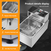 Hawsaiy Electric Deep Fryer with Baskets & Lids, Commercial Deep Fryer with Temperature Control, Stainless Steel Fryer, Countertop Fryers for Home Kitchen and Restaurant, 2500W