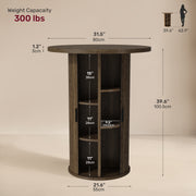 Hawsaiy Round Bar Table with Storage, 31.5