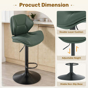 Hawsaiy Swivel Bar Stools Set of 2/4, Adjustable Height Faux Leather Bar Stools with Back, Double-Layer Upholstered Counter Height Bar Chairs for Kitchen Island