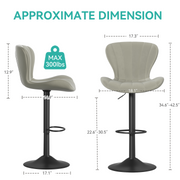 Hawsaiy Adjustable Upholstered Bar Stools Set of 2/4,Modern Counter Height Swivel Bar Chairs with High Backrest, Faux Leather Padded Seat for Kitchen Island