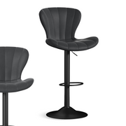Nalupatio Modern Bar Stools Set of 2 Faux Leather Upholstered Swivel Barstools,Black
