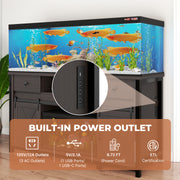 Hawsaiy  Fish Tank Stand with Power Outlet, Fits Up to 100 Gallon Aquarium, 800 lbs Capacity, Sliding Barn Doors, Adjustable Shelves, Storage for Fish Supplies, ETL Certified, Brown