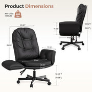 Hawsaiy Criss Cross Office Chair with Flip-Up Arms, Ergonomic Cross Legged Desk Chair, PU Leather Executive Computer Chair, 135° Reclining Plush Cushion, Pet-Friendly