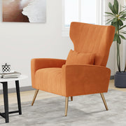 Nalupatio Velvet Fabric Upholstered Reading Comfy Mid Century Modern Armchair with Metal Legs and Spring Support, Accent Chair for Living Room,Beige