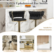 Hawsaiy Modern Velvet Bar Stool Set of 2/4 with Woven Back and Footrest for Kitchen, Bar, and Dining Spaces