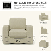 Hawsaiy Swivel Accent Chair, Cozy Linen Reading Chair for Adults, Comfy Single Sofa Chair with Extra Wide Armrests, Mid-Century Modern Arm Chair for Living Room, Bedroom, Office