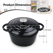Hawsaiy Enameled Dutch Oven Pot with Lid, Cast Iron, Dual Handles for Bread Baking, Cooking, Non-Stick Enamel Coating