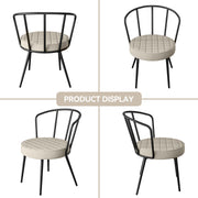 Hawsaiy Mid-Century Modern Upholstered Dining Chairs Set of 2,Armless Leather Chairs with Metal Legs for Kitchen, Bar, Café, Living Room