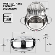 Hawsaiy Stainless Steel Tempura Frying Pot with Lid, Temperature Control and Oil Drip Rack