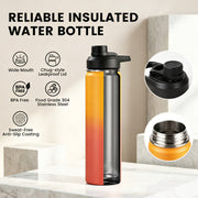Hawsaiy 24 oz Insulated Stainless Steel Water Bottle with Handle, Leak-Proof Lid & Wide Mouth, Double Wall Vacuum, BPA Free, Keeps Cold & Hot