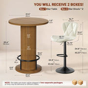 Hawsaiy Bar Table and Chairs Set for 2, 3-Piece Pub Table Set with 2 Adjustable Swivel Bar Stools, Counter Height Dining Table Set for Kitchen, Apartment, Home Bar, Small Space