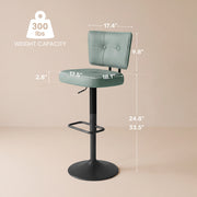 Hawsaiy Vintage Bar Stools Set of 2, Adjustable Swivel Counter Height Barstools, Tufted Faux Leather Kitchen Island Chairs with Footrest
