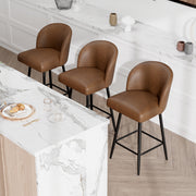 Nalupatio Counter Height Bar Stools Set of 2,360° Swivel Barstools with High Back and Metal Legs,26