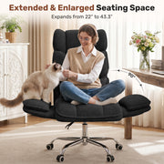 Hawsaiy Big and Tall Office Chair, Flip Armrests with Side Pockets, Comfy Criss Cross Office Chair with Extra-Wide Plush Seat, 150° Reclining Executive Office Chair, Chenille Upholstery