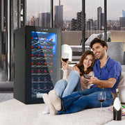 Hawsaiy 32 Bottle Wine Cooler,Digital Temperature Control Wine Refrigerator with Interior LED Light, Glass Door