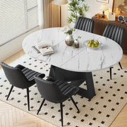 Hawsaiy Extendable Round to Oval Dining Table Set for 4–6, Space-Saving Wooden Table with Hidden Storage, Expandable Dining Table with Upholstered Chairs