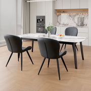 Hawsaiy Modern Dining Room Chairs Set of 2/4/6, Upholstered Kitchen Dinner Chair Fabric and Curved Backrest Kitchen Chairs Dark Grey