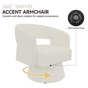 Nalupatio Swivel Barrel Accent Chair, Linen Fabric Upholstered Armchair with Wood Frame & Spring Support,Modern Comfy Lounge Sofa Chair with Round Back for Reading Living Room Bedroom,Beige