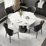Hawsaiy Faux Leather Dining Chairs Set of 2/4/6, Modern Curved Back Upholstered Kitchen Side Chairs with Metal Legs