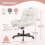 Hawsaiy Criss Cross Office Chair with Footrest, Oversized Sherpa Cross Legged Desk Chair, Height Adjustable Swivel Vanity Chair for Home Office Bedroom