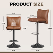 Hawsaiy Bar Stools Set of 2/3/4, Adjustable Swivel Bar Chairs with Thick Padded Seat, Faux Leather Upholstered Counter Height Bar Stools with Storage Pocket for Kitchen Island
