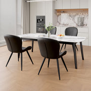 Hawsaiy Modern Dining Room Chairs Set of 2/4/6, Upholstered Kitchen Dinner Chair Fabric and Curved Backrest Kitchen Chairs Dark Grey