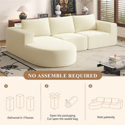 Luxanimarion Modular Sectional Sofa with L-Shape Chaise,Cloud Sectional Modern Sleeper Couch with Deep Seat,Sponge Compression Sofas No Assembly Required (Beige-Corduroy Fabric)