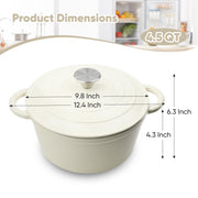 Hawsaiy Enameled Dutch Oven Pot with Lid, Cast Iron, Dual Handles for Bread Baking, Cooking, Non-Stick Enamel Coating