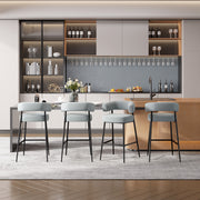 Hawsaiy Counter Height Bar Stools Set of 2, Pelletized Velvet Upholstered Modern Counter Stool,Low Back Barstools, Velvet Bar Chairs with Metal Legs,Beige