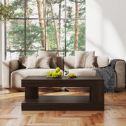 Hawsaiy Farmhouse Coffee Table with Storage Shelf & LED Light, 47