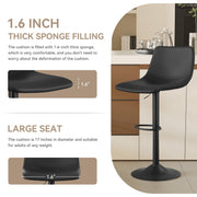 Nalupatio Bar Stools Set of 2/4, Adjustable Bar Stools with Back, Modern PU Leather Swivel Height Adjustable Stool Chair for Home Kitchen Island