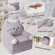 Hawsaiy Kids Sofa 2-in-1 Foldable Armchair with Liner Filler Cute Cartoon Lazy Sofa Bed for Living Room or Bedroom