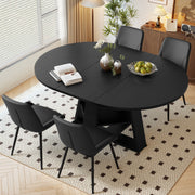 Hawsaiy Extendable Round to Oval Dining Table Set for 4–6, Space-Saving Wooden Table with Hidden Storage, Expandable Dining Table with Upholstered Chairs