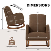 Nalupatio Rocking Chair Nursery, Reading Chair, Glider Accent Chair, Rocking Accent Chair with Wood Legs for Living Room, Bedroom Brown Coffee