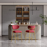 Hwawsaiy Counter Height Bar Stools Set of 2, Velvet Ergonomic Modern Counter Stool with Back, 25.9 inch Seat Height Comfy Bar Chairs with Powder Sprayed Golden Metal Legs, Grey