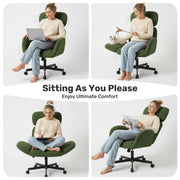 Hawsaiy Criss Cross Office Chair with Flip-Up Arms, Wide Seat Desk Chair with Adjustable Headrest, 135° Reclining Ergonomic Office Chair with Plush Fabric Cushion