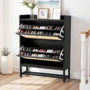 Hawsaiy Slim Entryway Shoe Storage Cabinet with 2/3 Flip Drawers, Narrow Freestanding Shoe Organizer Holds 16–20 Pairs, Space-Saving Wooden Shoe Rack for Hallway, Foyer