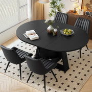 Hawsaiy Extendable Round to Oval Dining Table Set for 4–6, Space-Saving Wooden Table with Hidden Storage, Expandable Dining Table with Upholstered Chairs