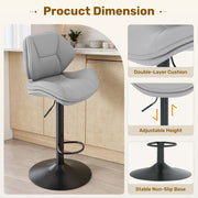 Hawsaiy Swivel Bar Stools Set of 2/4, Adjustable Height Faux Leather Bar Stools with Back, Double-Layer Upholstered Counter Height Bar Chairs for Kitchen Island