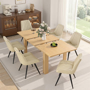 Hawsaiy Extendable Dining Table Set for 6, Upholstered Dining Chairs, Farmhouse Kitchen Dining Room Set, Hidden Leaf Dining Table Seats 6-8