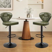 Nalupatio Bar Stools,PU Leather Adjustable Swivel Barstools Kitchen Counter Height Bar Stools, Hydraulic for Kitchen Counter Height, Square Island Backed Bar Stools,Black,Set of 2