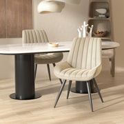 Nalupatio Modern Dining Chairs Set of 2, Comfortable Dining Room Chairs with Thick Cushions, Fabric Upholstered Side Chairs with Metal Legs for Kitchen, Black