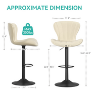 Hawsaiy Adjustable Upholstered Bar Stools Set of 2/4,Modern Counter Height Swivel Bar Chairs with High Backrest, Faux Leather Padded Seat for Kitchen Island