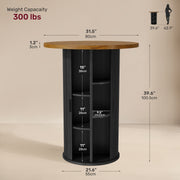 Hawsaiy Round Bar Table with Storage, 31.5