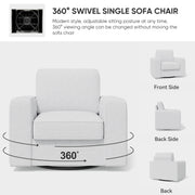 Hawsaiy Swivel Accent Chair, Cozy Linen Reading Chair for Adults, Comfy Single Sofa Chair with Extra Wide Armrests, Mid-Century Modern Arm Chair for Living Room, Bedroom, Office